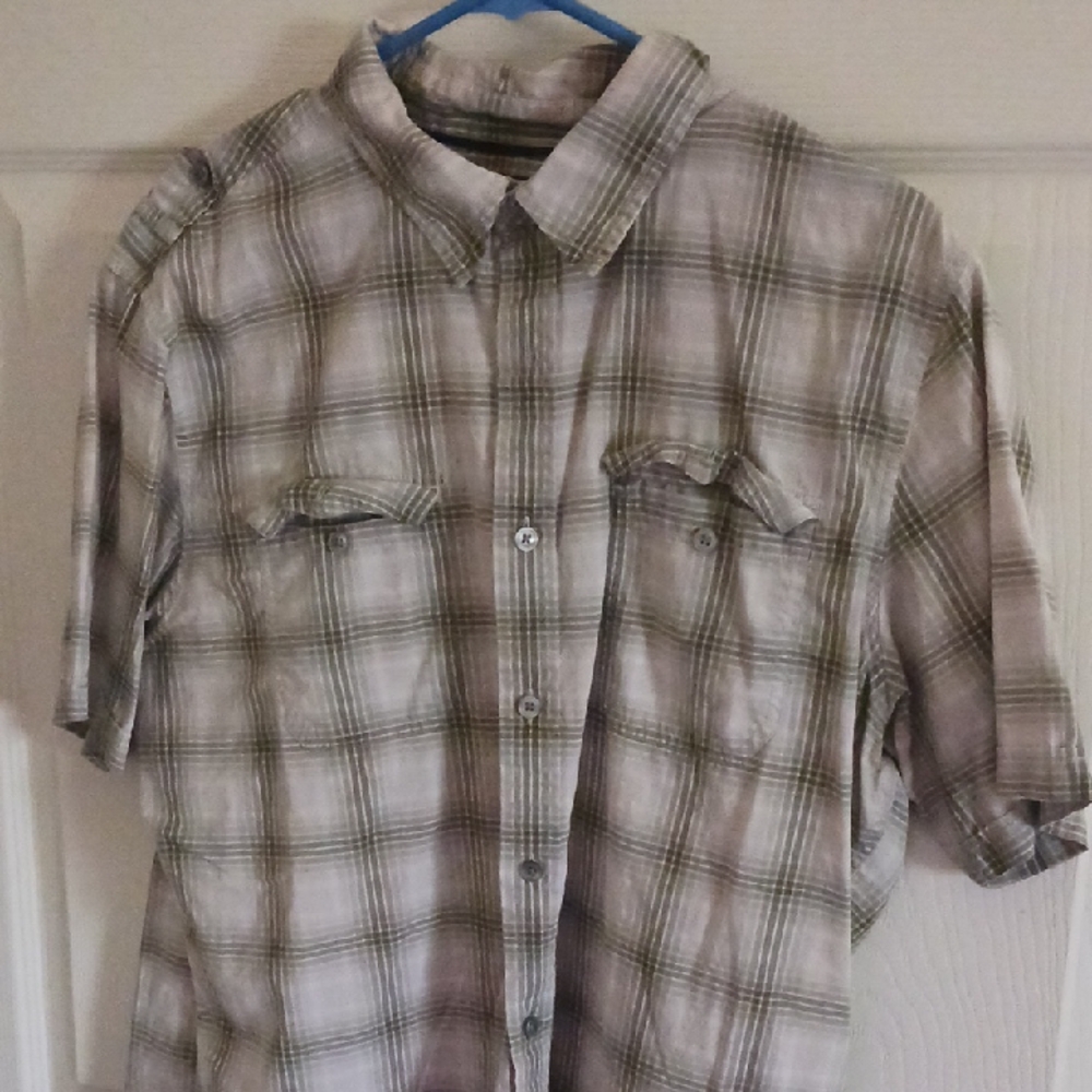 Apt. 9 Men's Casual Plaid Shirt - Olive and Cream